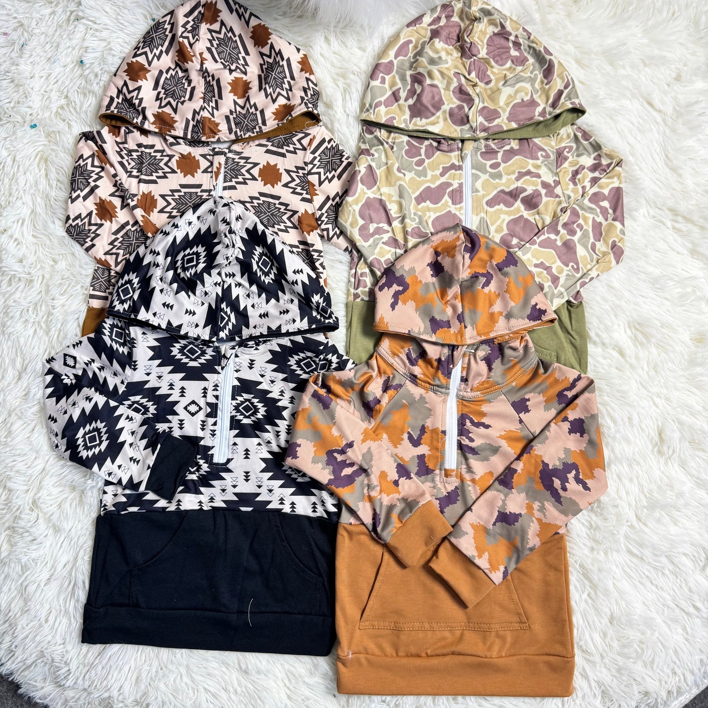 12.15 RST Sibling Baby Boys Southern Camo Pocket Zipper Hunting Hoodies Tops