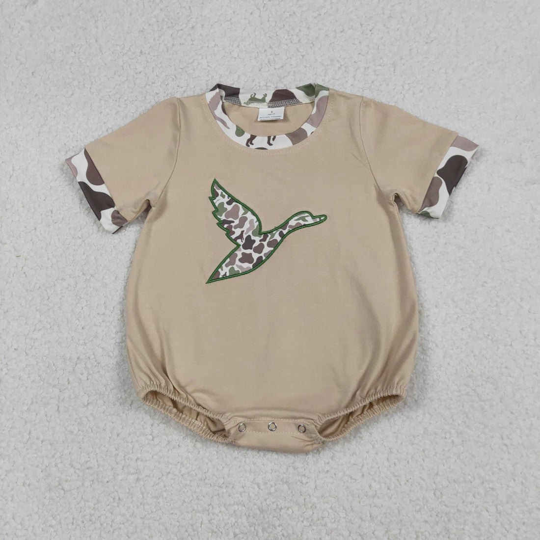 12.26 RTS Sibling Baby Boys Embroidery Camo Ducks Hunting Top Shorts Hunting Clothes Set Rompers