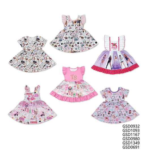 European and American female singer print short-sleeved dress