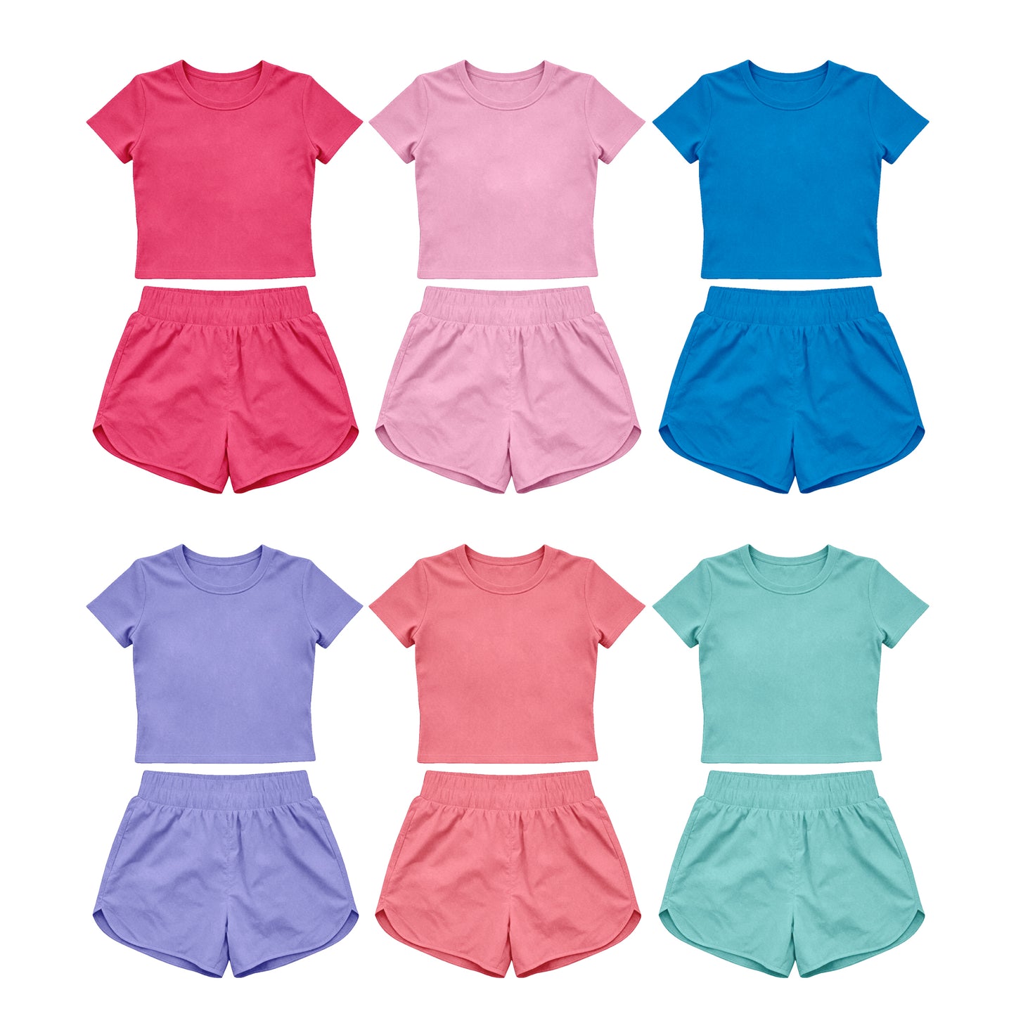 4.15 Pre order No Moq Baby Girls Short Sleeve Top Sport Short Yoga Active Clothes Sets