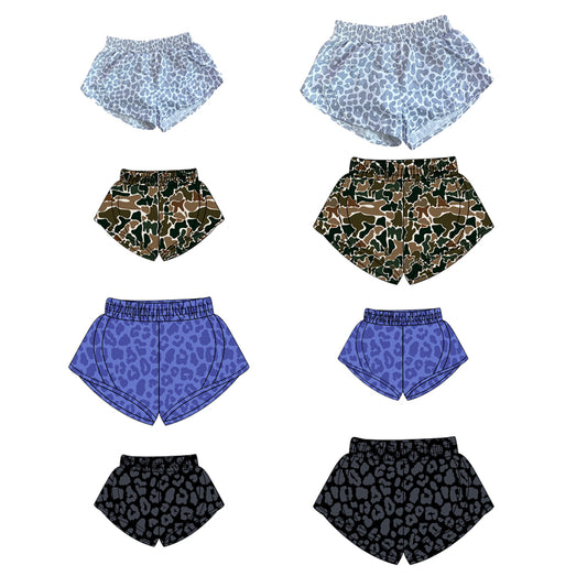 Blue Leopard Print Women's Shorts for Summer Adult Women's Fashion Casual High Waist Trousers