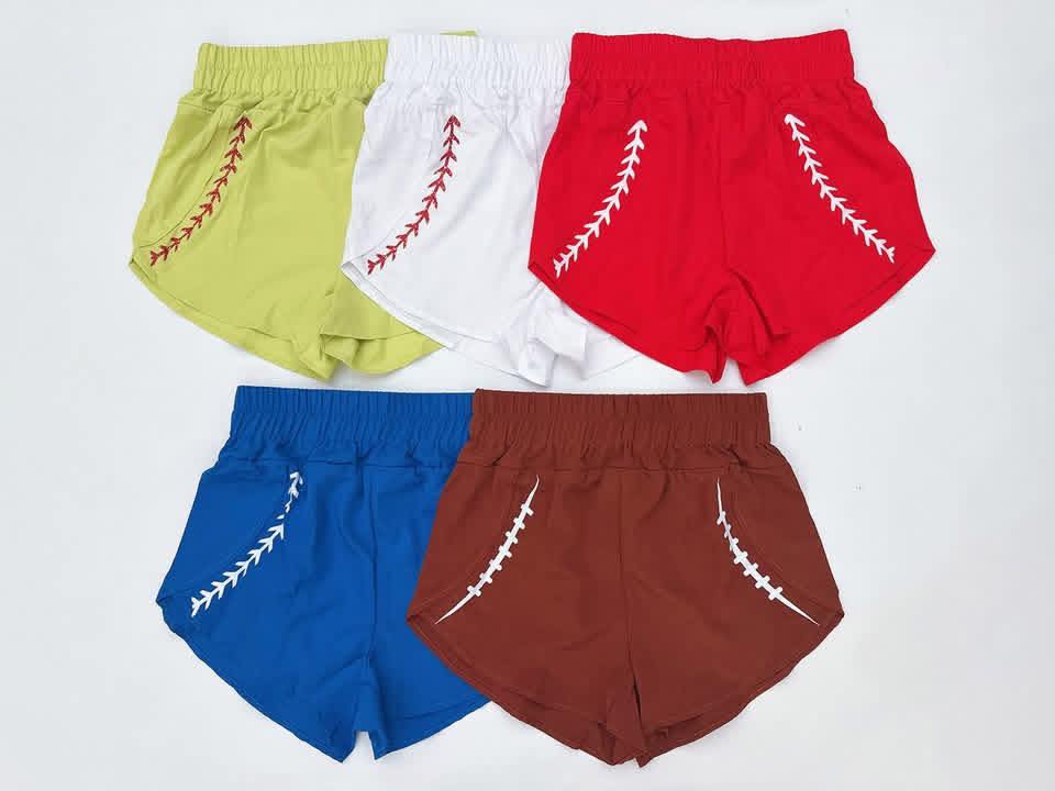 4.23 Pre order No Moq  Baby Girls Soft Elastic Waist Baseball Print Yoga Shorts