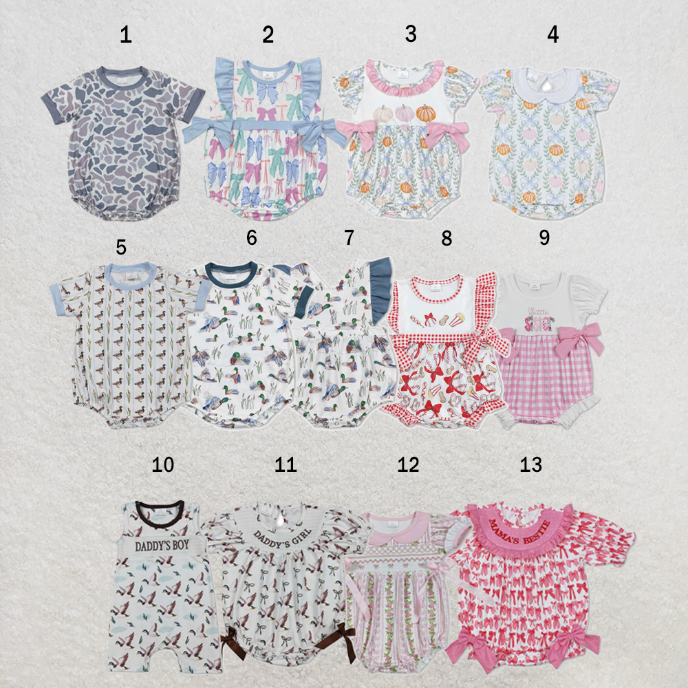 USA Warehouse (IN STOCK) Sibling Baby kids embroidery Short Sleeve Rompers