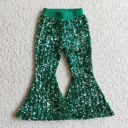 11.8 RTS Sibling Baby Girls Toddler Brithday Party Sequin Glitter Bell Bottom Pants