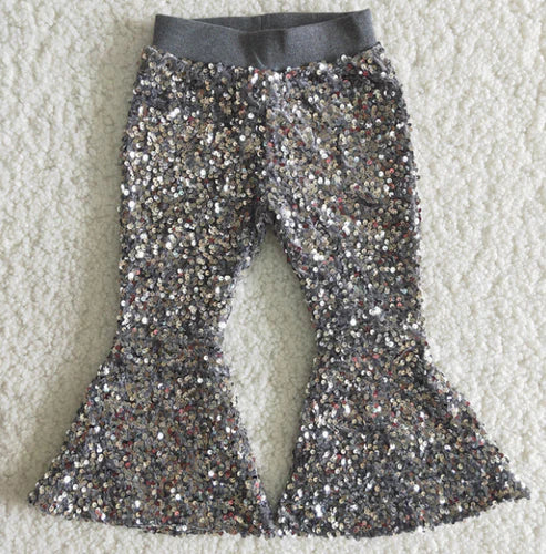 11.8 RTS Sibling Baby Girls Toddler Brithday Party Sequin Glitter Bell Bottom Pants