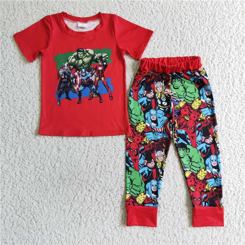 BSPO0021  Baby boys cartoon hero pants clothes sets