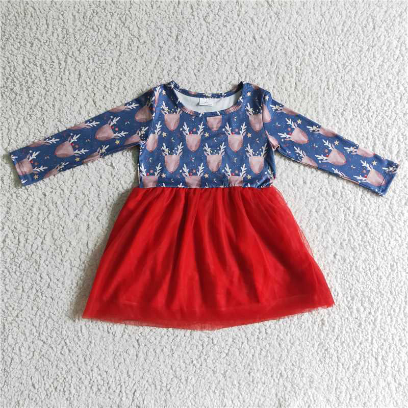 GLD0106  Baby girls Christmas deer tutu dresses