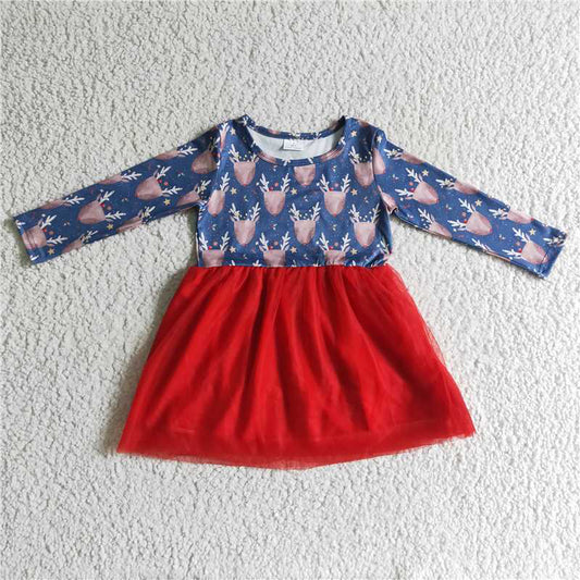 GLD0106  Baby girls Christmas deer tutu dresses