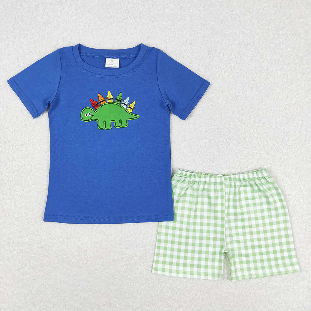 2.10 RTS Sibing Baby Girls Boys Summer Dinosaurs Back To School Sibling Clothes Sets