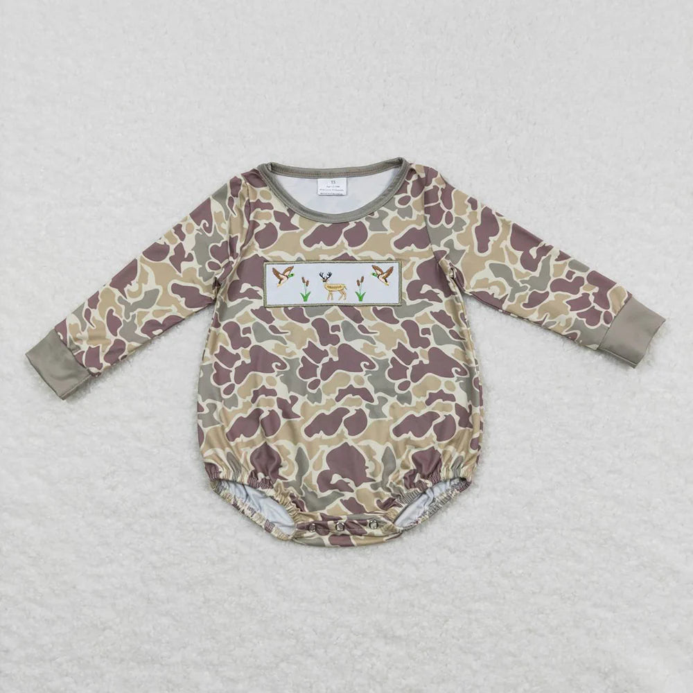 USA Warehouse (IN STOCK) LR0714 Baby Girls Winter Rompers Baby Infant Boys Hunting Duck Dog Camo Long Sleeve Rompers