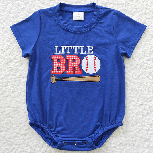 USA Warehouse (IN STOCK) SR0291 Baby Boys Summer Romper Baby Boys Little Brother Baseball Rompers
