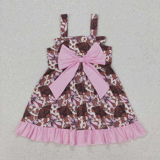 6.03  GSD1945 New Rts No Moq 8-9 Days By Air Arrived it Straps highland cow bow ruffle western baby girls dresses