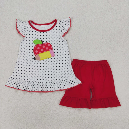 GSSO2071 New Rts No Moq 8-9 Days By Air Arrived it Polka dots apple pencil girls back to school outfits