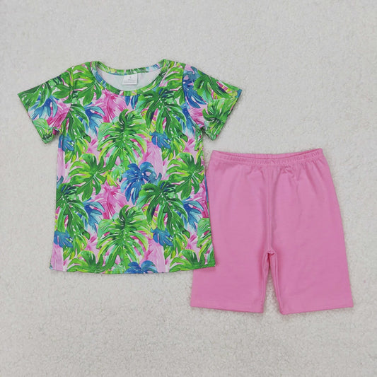 GSSO2211 New Rts No Moq 8-9 Days By Air Arrived it Short sleeves top pink shorts kids girls summer outfits