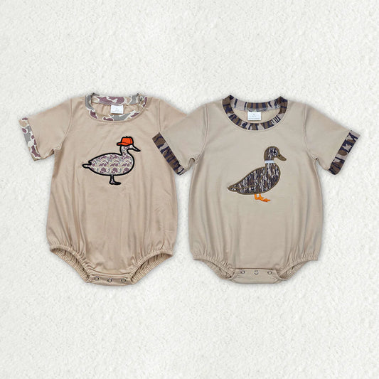 12.25 RTS Sibling Baby Infant Boys Camo Duck Short Sleeve Rompers