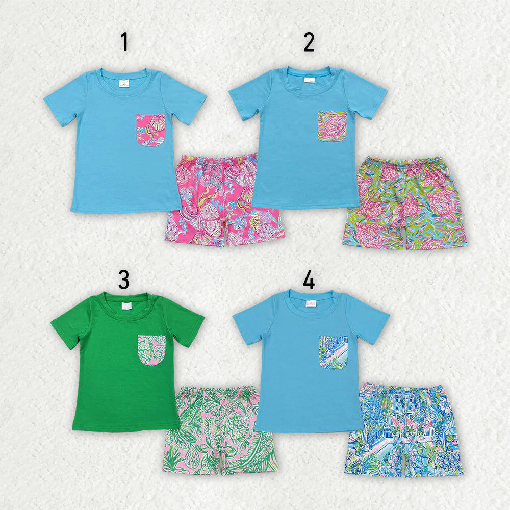 11.29 RTS Sibling Baby Boys Pocket Tee Shirts Tops Sea Shorts Outfits