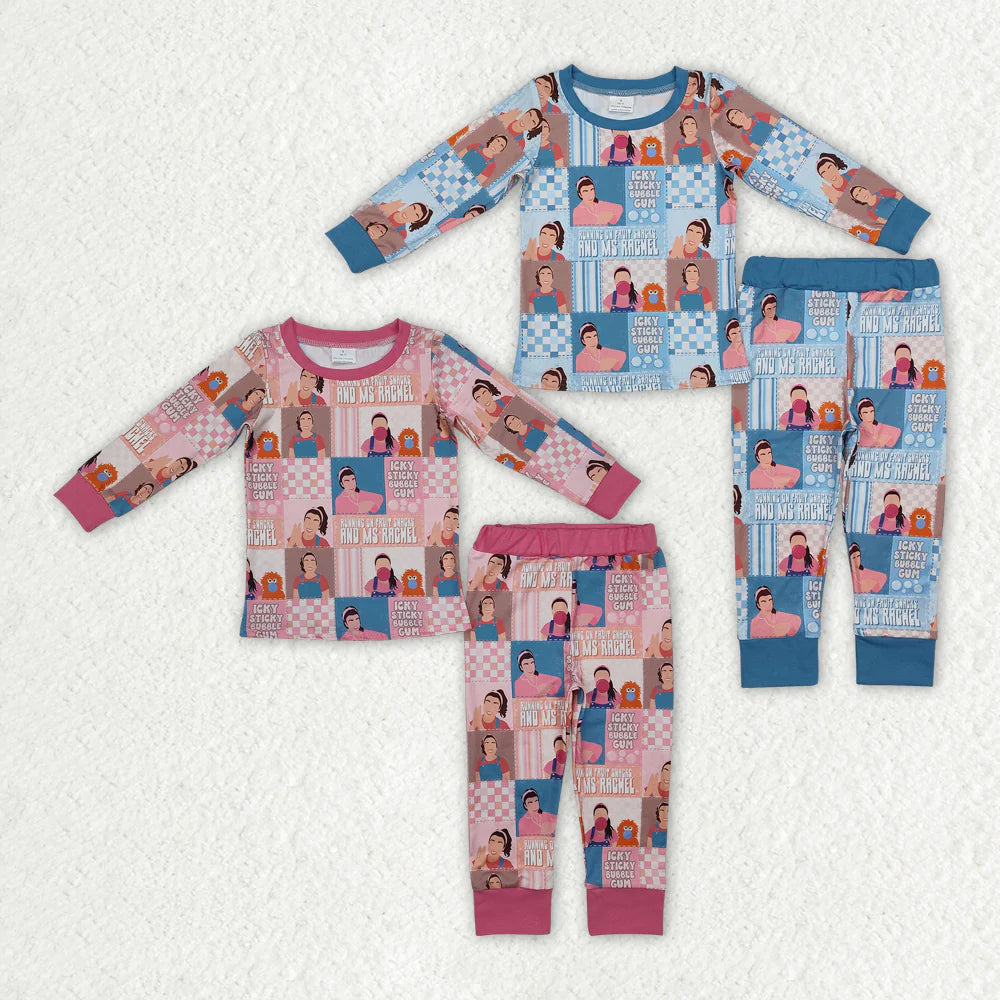 12.27 RTS Sibling Boys Baby Girls Teacher Checkered Tops Pants Pajamas Outfits
