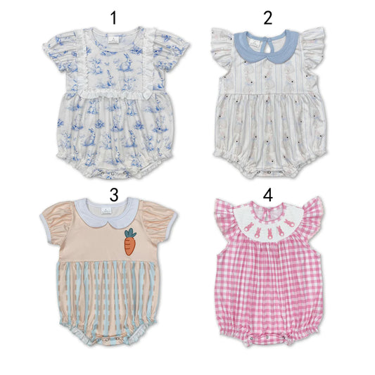 1.13 RTS Sibling Baby Infant Girls Easter Short Sleeve Rompers