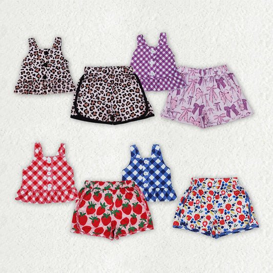 11.15 RTS Sibling Baby Girls Summer Straps Top Shorts Clothes Sets