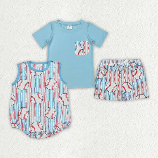 11.27 RTS Sibling Baby Boys Baseball Stripes Rompers Outfits Sets