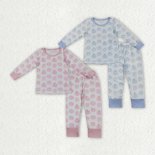 10.1 RTS Sibling Boys Baby Girls Bamboo Pumpkins Top Pants Pajamas Outfits
