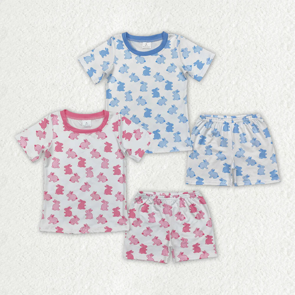 12.29 RTS Sibling Boys Baby Girls Easter Rabbits Shirt Shorts Pajamas Suits