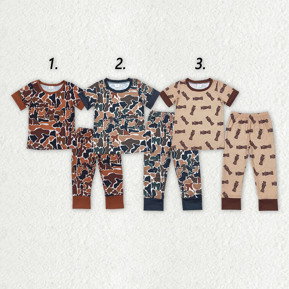 2.6 RTS Sibling Baby Boys Camouflage Hunting Bamboo Shirt Pants Pajamas Clothes Sets