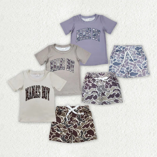 11.10 RTS Sibling 3 Colors Baby Boys Mama's Boy Tops Camouflage Shorts Outfits