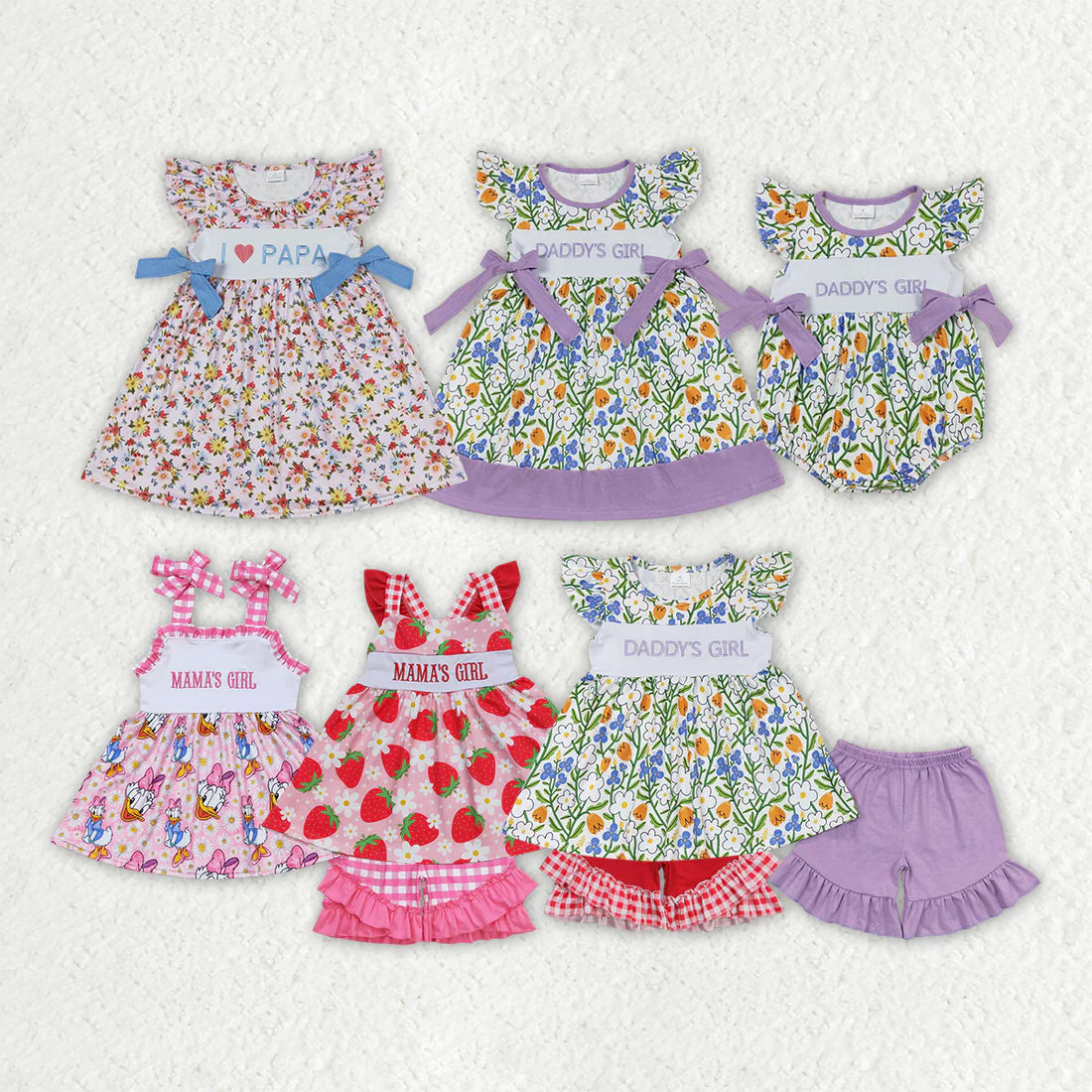 12.24 RTS Sibling Baby Girls Mother's Day Dresses Rompers Sets