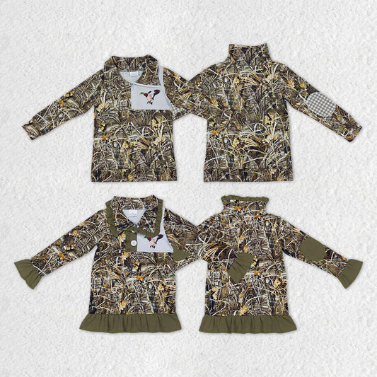 1.15 RTS Sibling Girls Baby Boys Camo Hunting Duck Mallard Pullover Jackets Tops