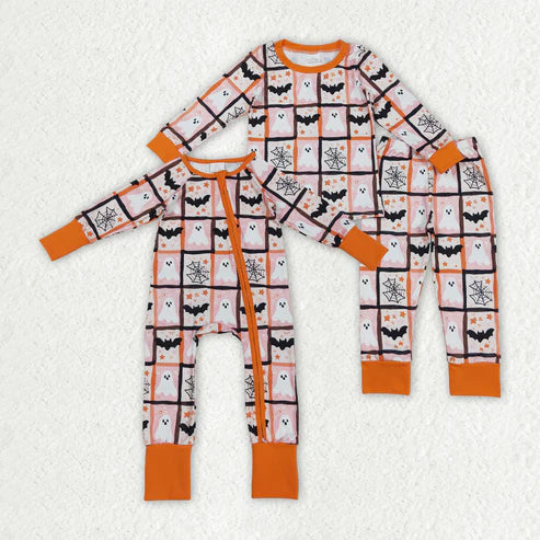 9.27 RTS Sibling Baby Girls Ghosts Bats Top Pants Halloween Rompers Pajamas Sets