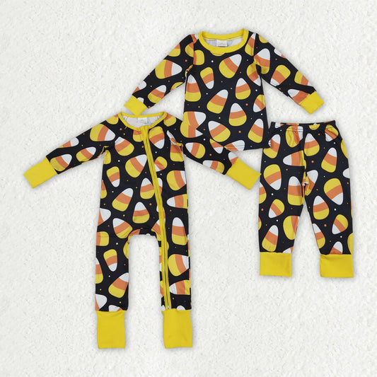 10.3 RTS Sibling Baby Kids Black Halloween Candy Rompers Pajamas