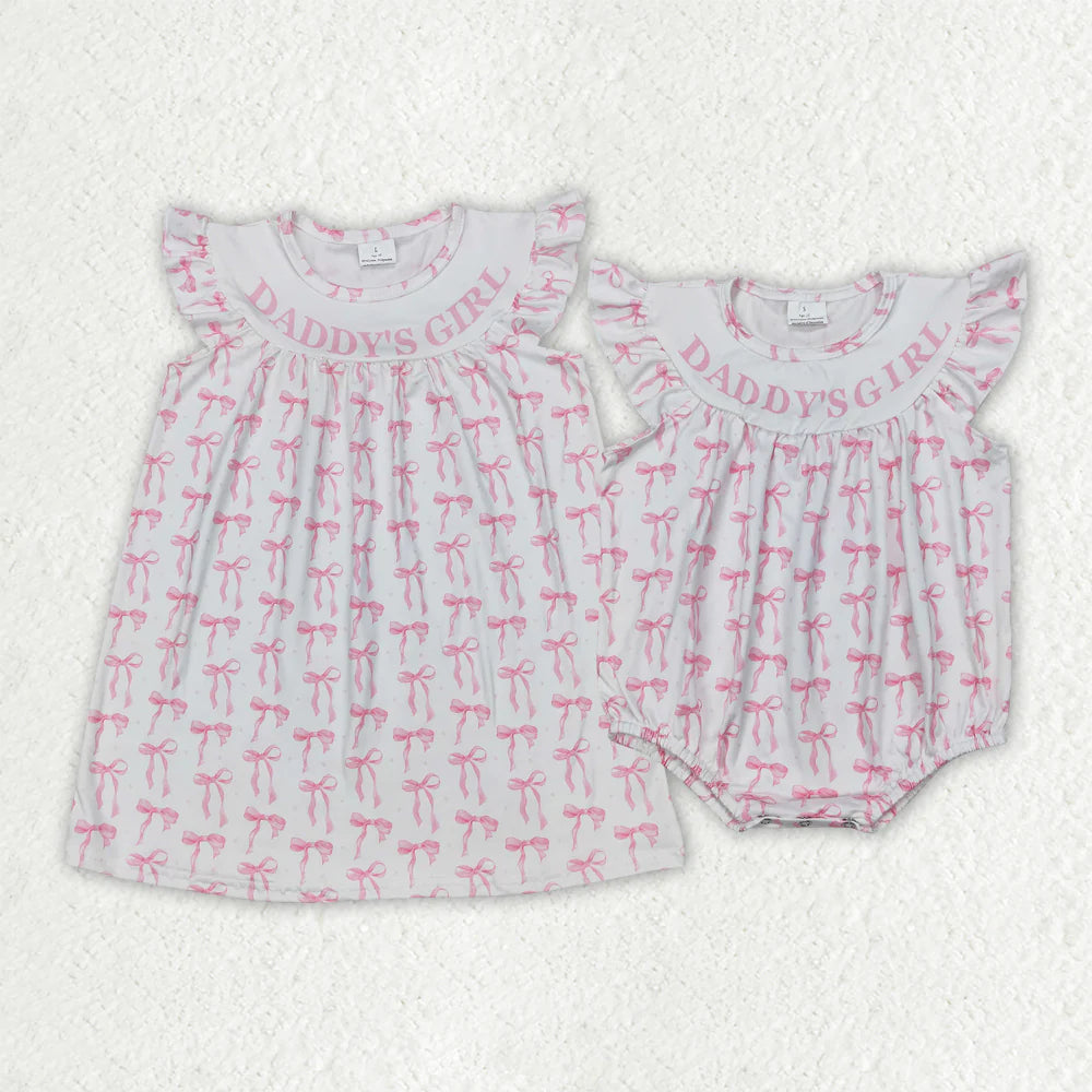 12.1 RTS Sibling Baby Girls Daddy's Girl Bows Rompers Dresses