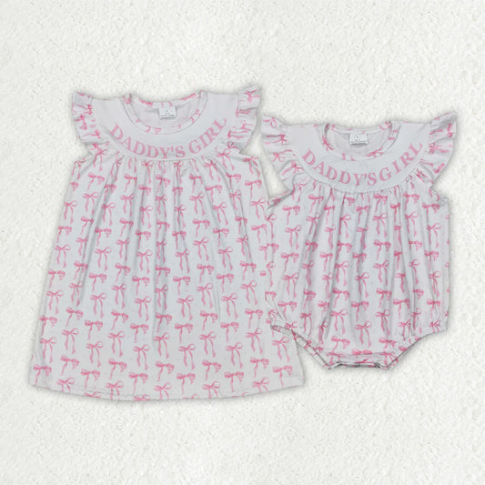 12.1 RTS Sibling Baby Girls Daddy's Girl Bows Rompers Dresses