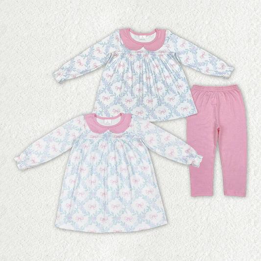 2.6 RTS Sibling Baby Girls Flowers Bows Dresses Clothes Sets