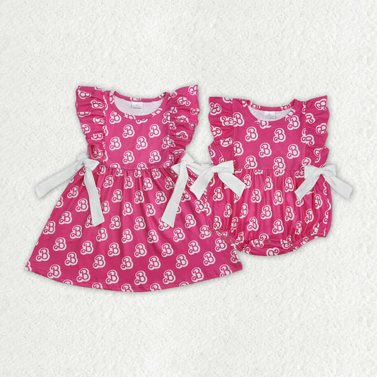 12.13 RTS Sibling Baby Girls Doll B Bows Rompers Dresses