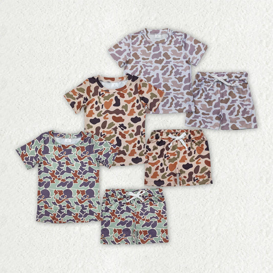 11.10 RTS Sibling 3 Colors Baby Boys Camouflage Hunting Shirt Shorts Outfits Sets