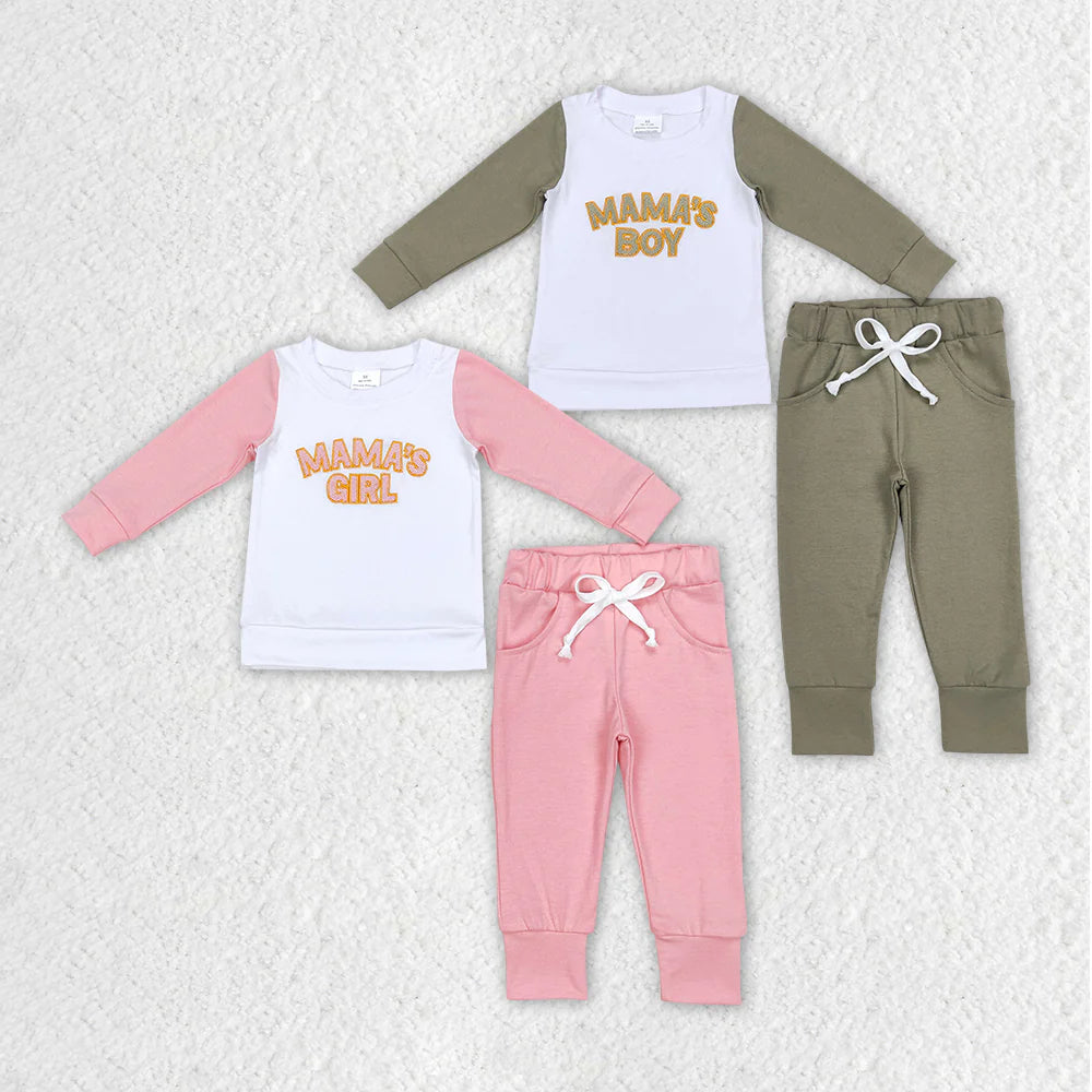 1.16 RTS Sibling Baby Girls Boys Mama's Children Top Legging Pants Clothes Sets