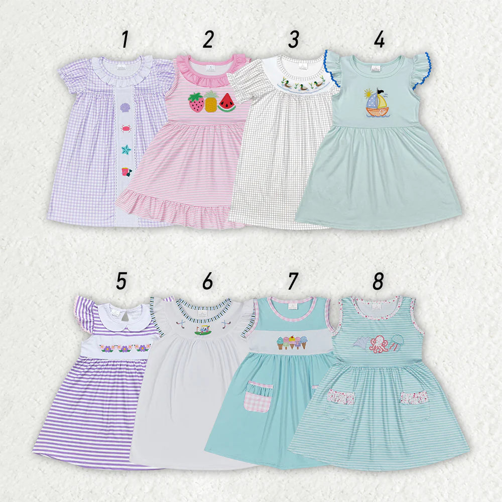11.15 RST Embroidery Sibling Baby Girls Summer Knee Length Dresses