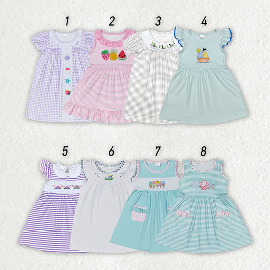 11.15 RST Embroidery Sibling Baby Girls Summer Knee Length Dresses
