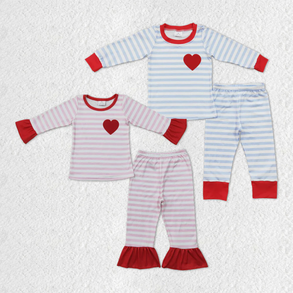 1.14 RTS Sibling Boys Baby Girls Valentines Heart Pajamas Clothes Sets
