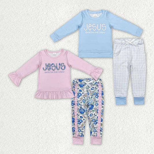 2.5 RTS Sibling Baby Girls Boys Jesus Top Pants Church Clothes Sets