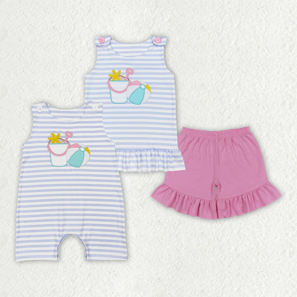 11.26 RTS Sibling Boys Baby Girls Sleeveless Beach Play Rompers Outfits