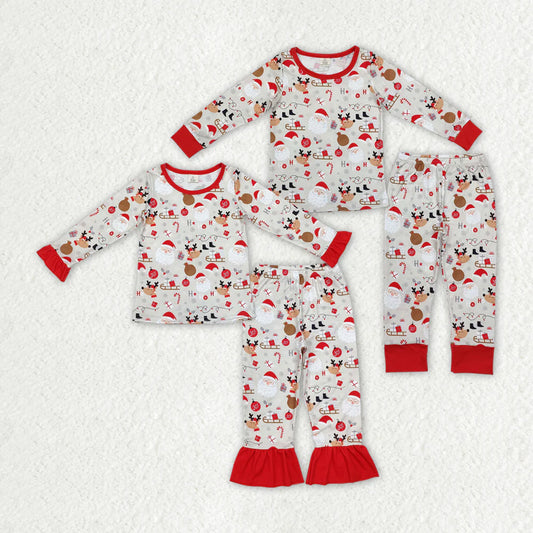 1.20 RTS Sibling Girls Baby Boys Christmas Santa Deer Shirt Pants Pajamas