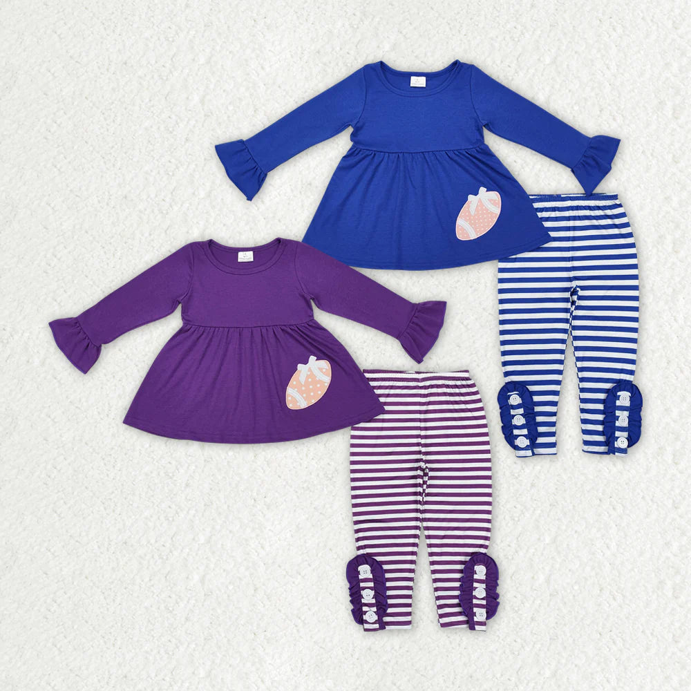 1.19 RTS Sibling Baby Girls Football Team Tunic Stripes Legging Clothes Sets