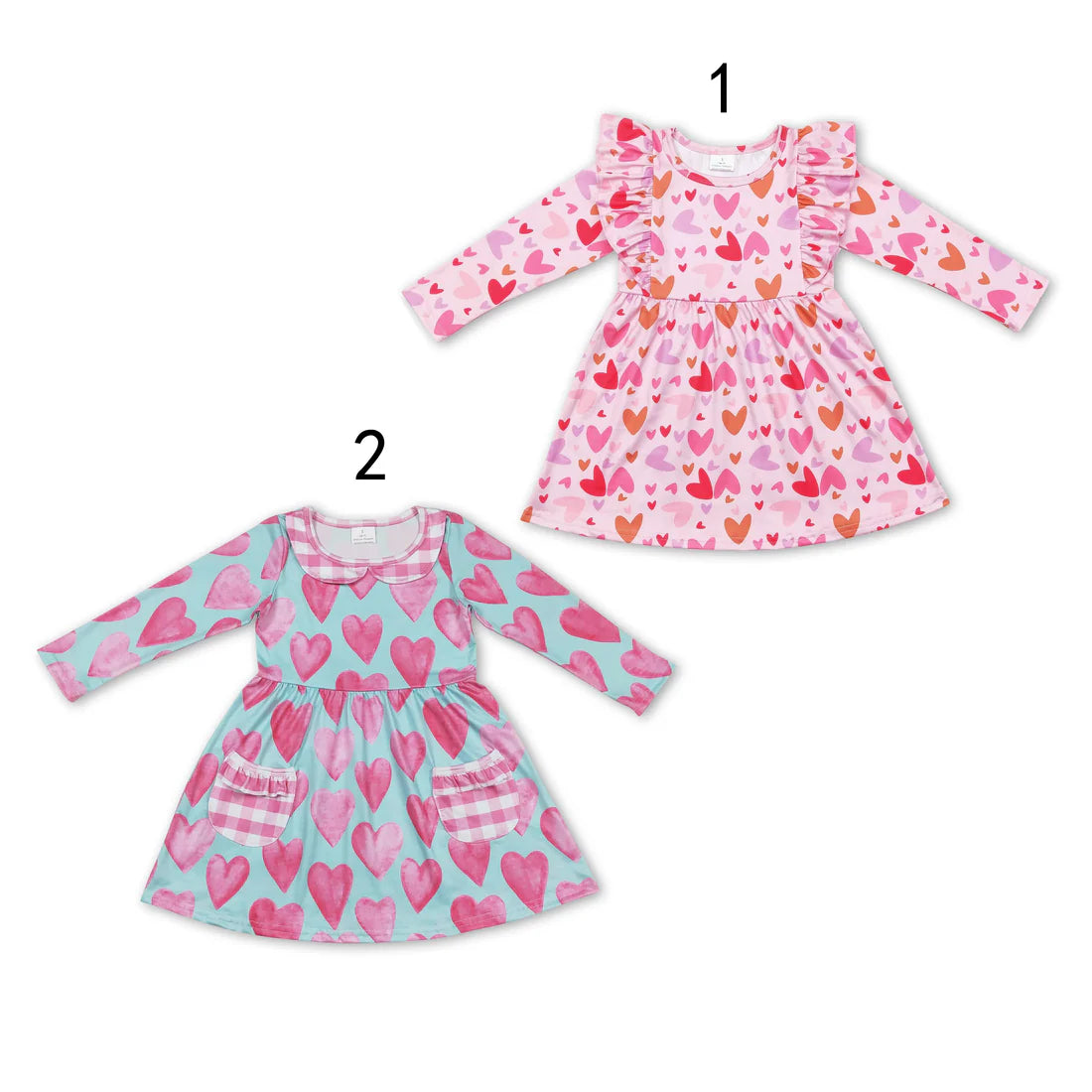 1.14 RST Sibling Baby Girls Valentines Hearts Knee Length Dresses