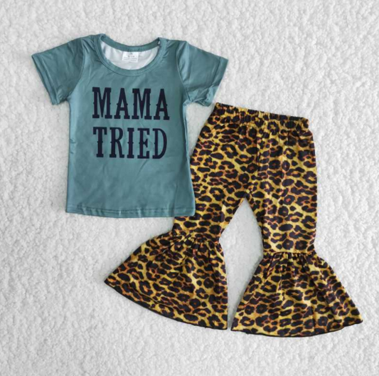 Mama tried girl leopard print pants sets
