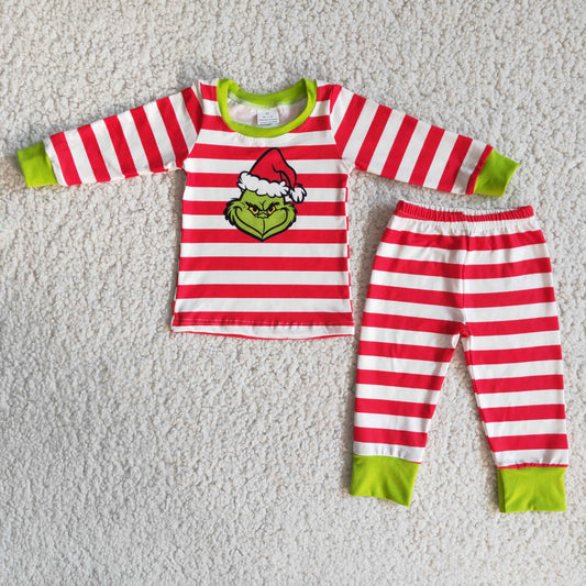 6 B12-28 cute cartoon red striped  pajamas for boy
