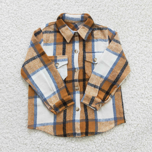 BT0189 Brown Flannel Polo Jacket