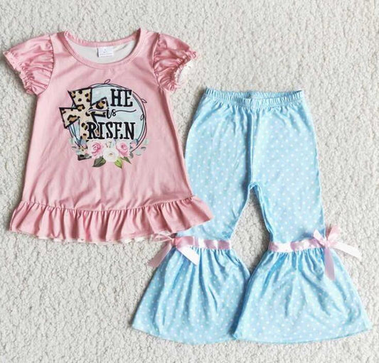 B5-25 He is risen Easter girl clothes